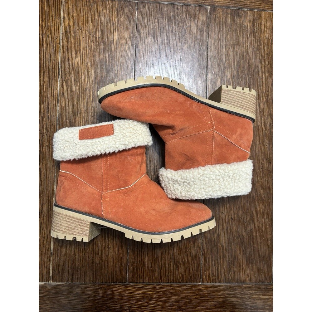 Women’s Burnt Orange Suede Ankle Boots. Size 10